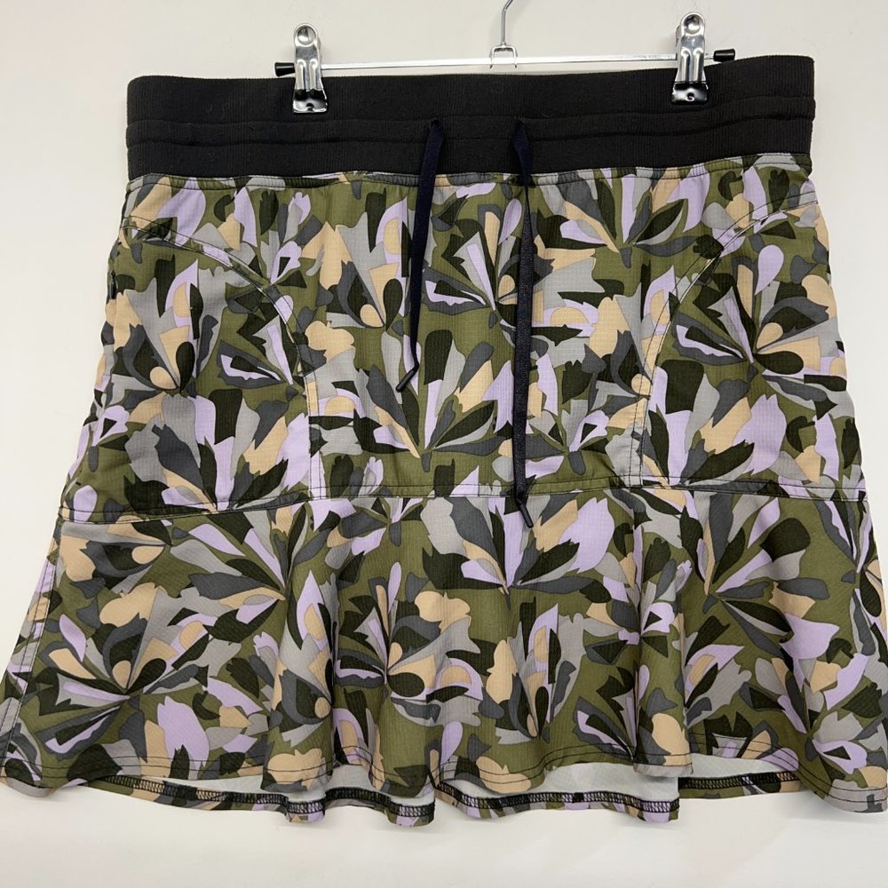 Title Nine Olive Green Camouflage Floral Skort with Lavender Accents